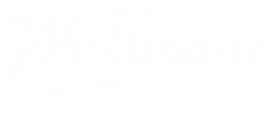 White script text spelling 'Mr. Paradise' above 'CARIBBEAN CAR RENTAL' on a black background.
